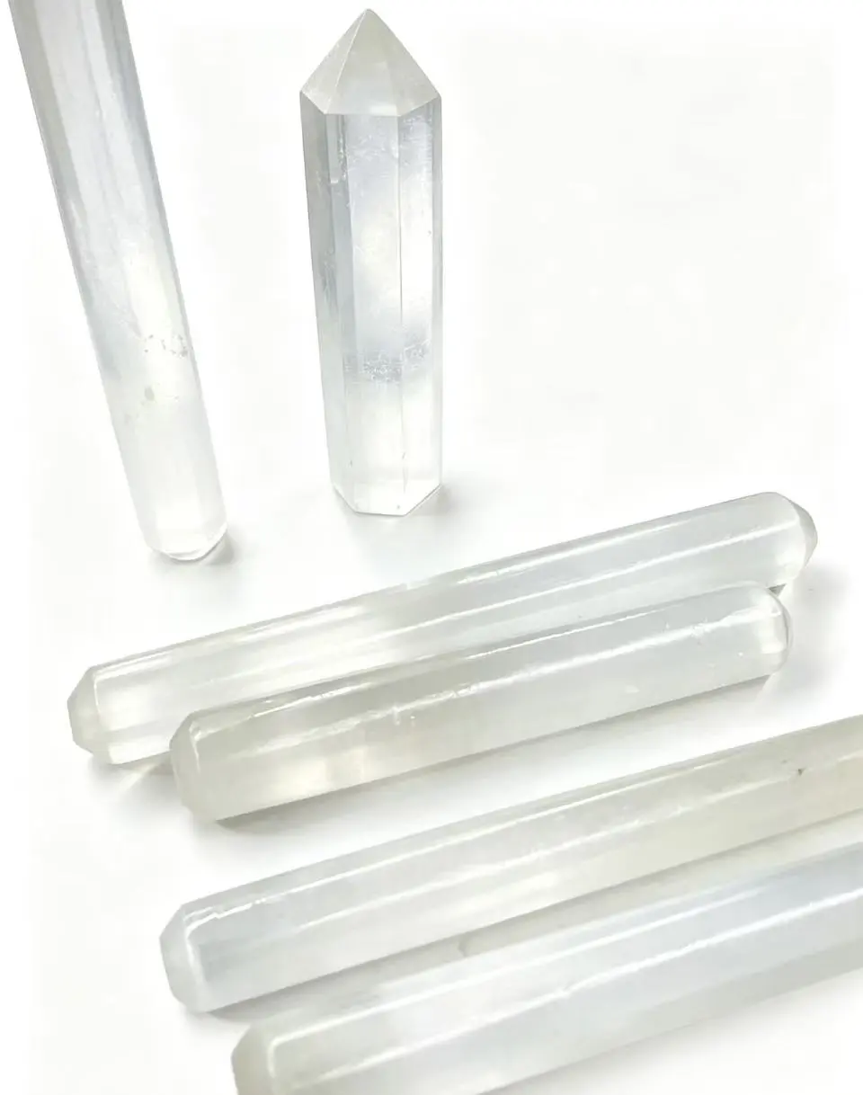 Translucent Natural Selenite Crystal Wand - 180g Polished Healing Stone, Wand Shape Decor for Energy Cleansing, Meditation (Jewelry Accessory & Natural Crystal Decoration)