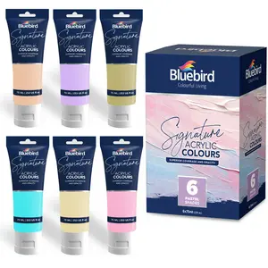 Bluebird Signature Acrylic Paint Set, Pastel Colors, 6-Pack 2.5 Fl Oz each, Professional Acrylic Paints For Professionals, Adults, & Artists