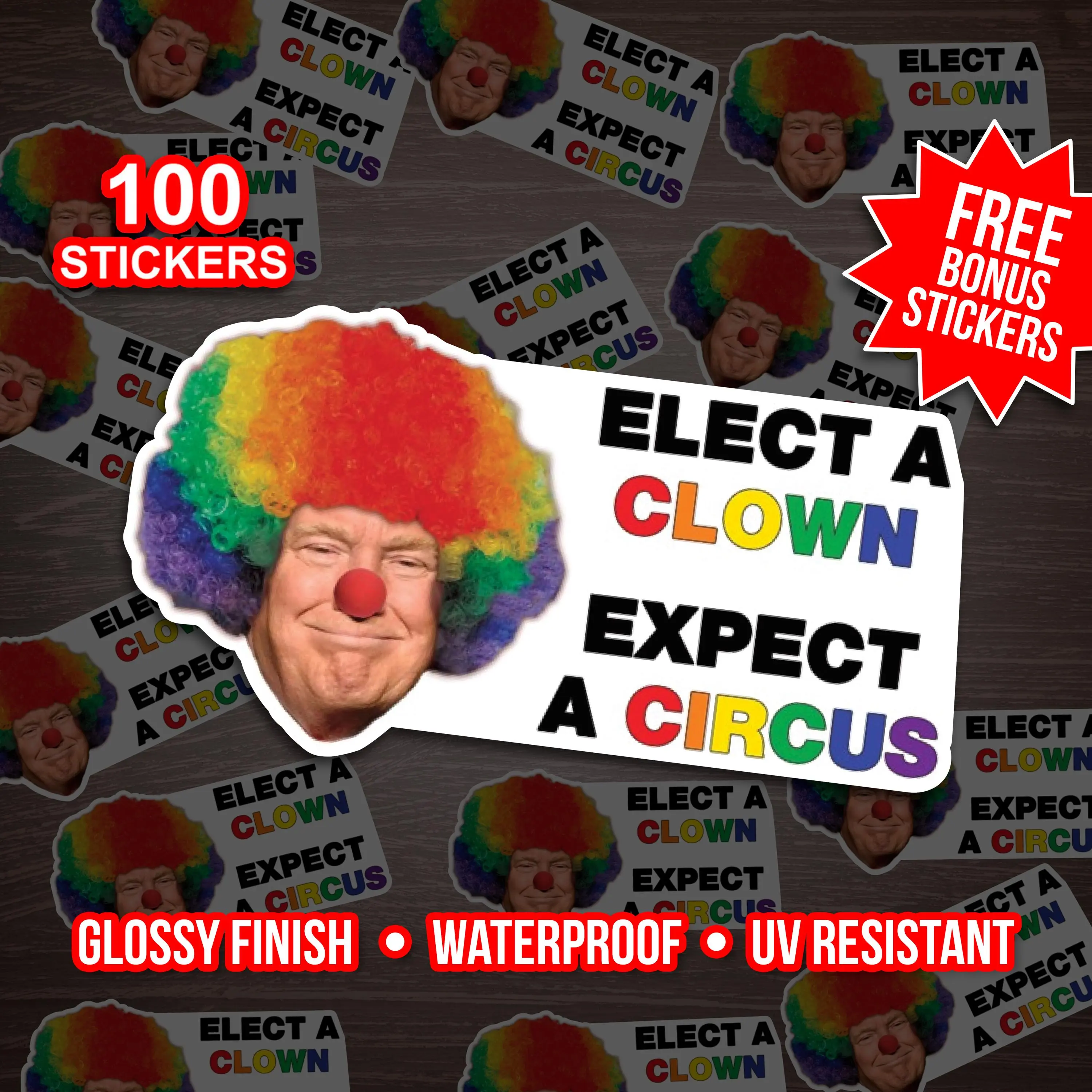 CLOWN TRUMP - Anti Trump Stickers Trump Meme sticker Anti Fascist Anti Racist stickers