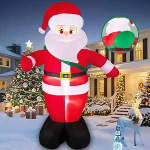 8FT Smiling Santa Inflatable with Gift Bags!  Weatherproof & LED Lit for the Ultimate Holiday Yard Decor!  Perfect for Christmas Garden & Lawn! #ChristmasInflatable #HolidayDecor #SantaClaus