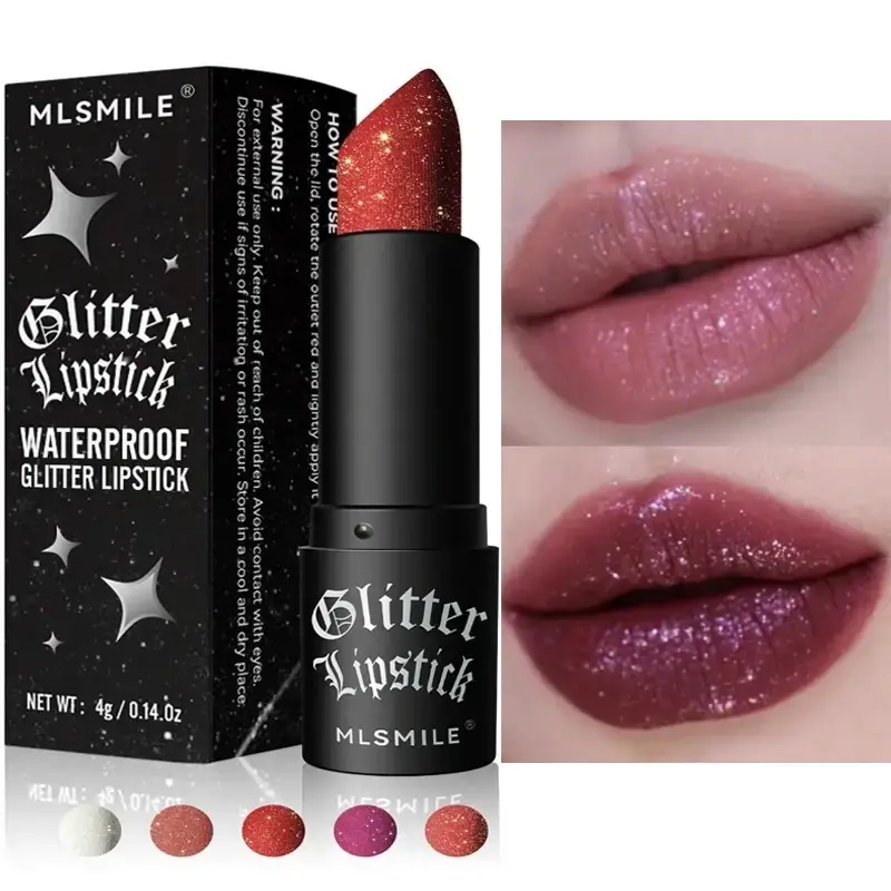 Glitter Diamonds Matte Lipstick Waterproof Lasting Pearlescent Diamonds Lipsticks Non Stick Red Pink Lip Tint Makeup Cosmetic Gloss Lipgloss Lip Care Glossy