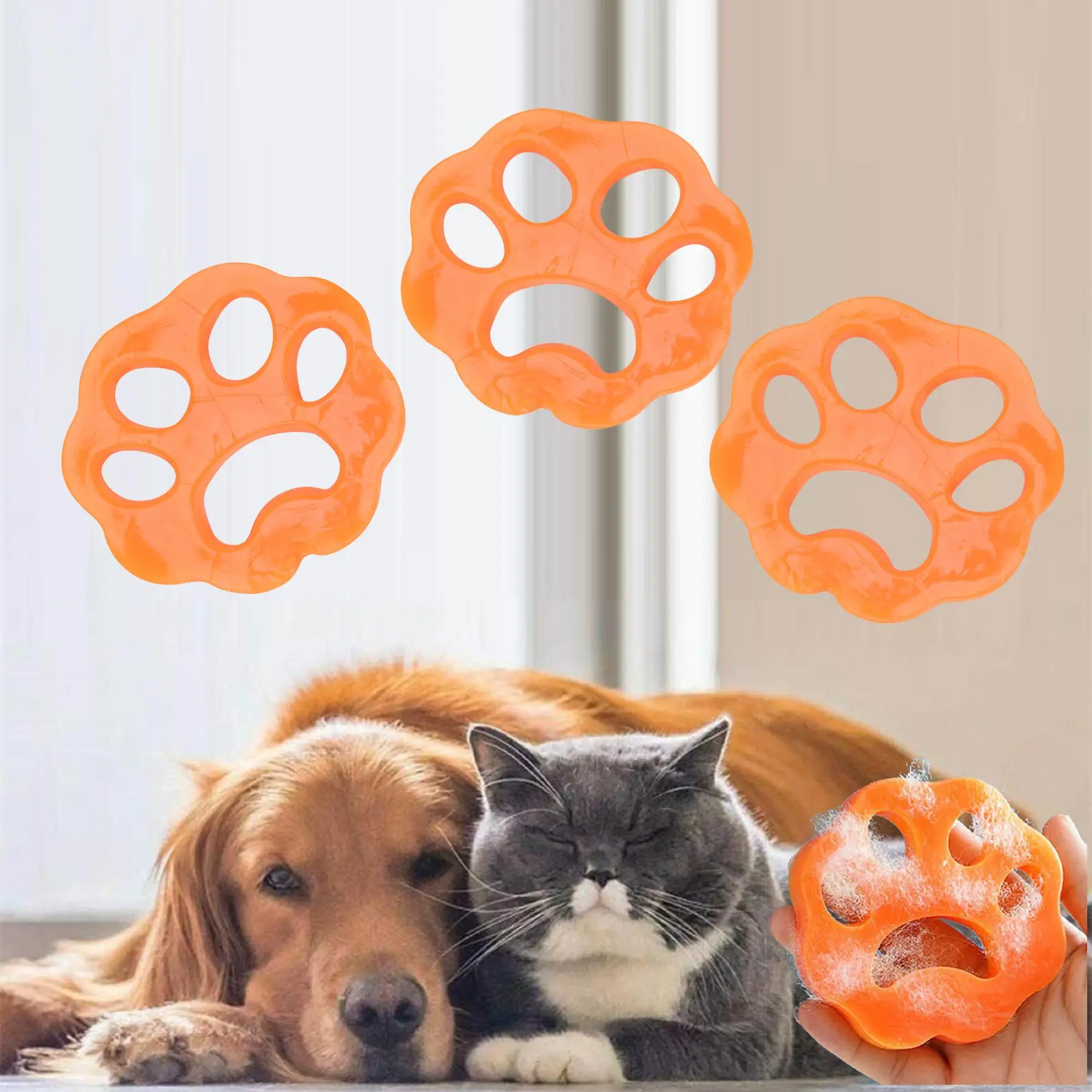 Cat Paw Design Hollow Out Pet Hair Removal Laundry Tool, 1 Count Washing Machine Silicone Cleaning Patch Hairs and Lints Remover, Reusable Laundry Bal