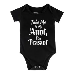 Take Me to My Aunt Print Bodysuit, Casual Short Sleeve Romper, Baby  Outdoor ClothingB1108-084