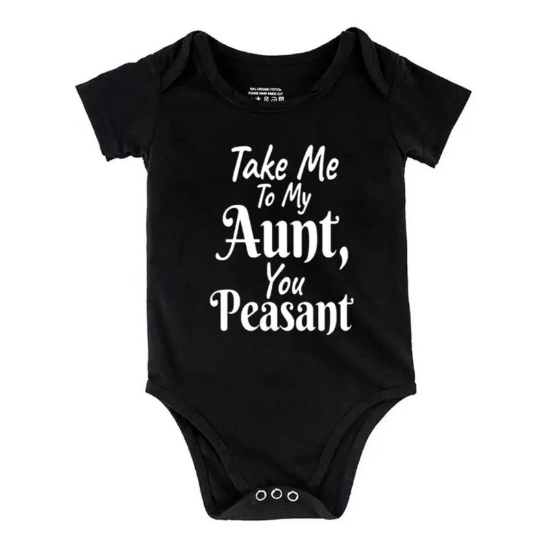 Take Me to My Aunt Print Bodysuit, Casual Short Sleeve Romper, Baby  Outdoor ClothingB1108-084