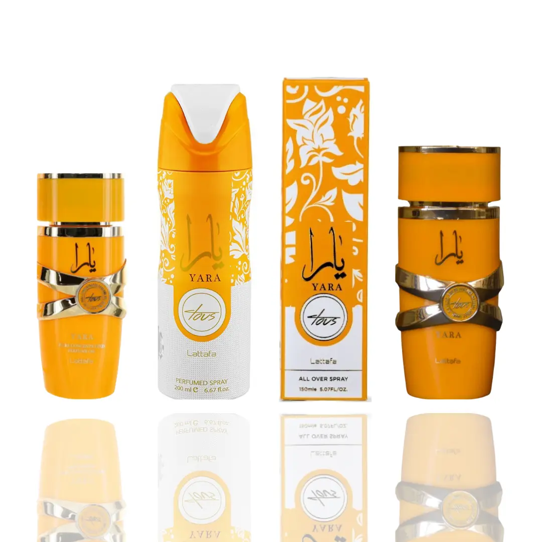 Lattafa Yara Tous Unisex 4-Piece Deodorizing Bundle - Scented Coconut Floral Aroma, Body Care Deodorant, Freshness Boost Layered Spray, 20ml Fragrance All-Over Spray