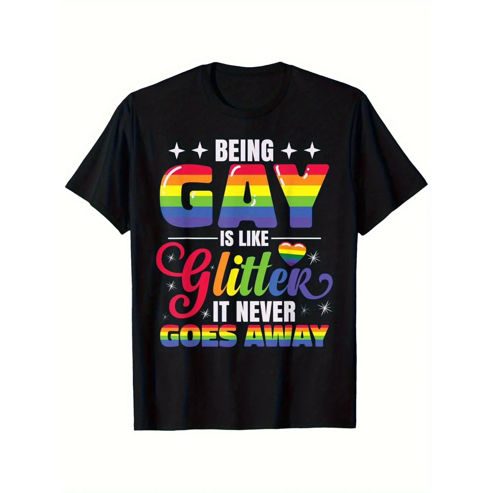 Unisex Pride Graphic T-Shirt, Soft Casual Streetwear Top with Round Neck, Breathable Short Sleeve Apparel with Durable Print