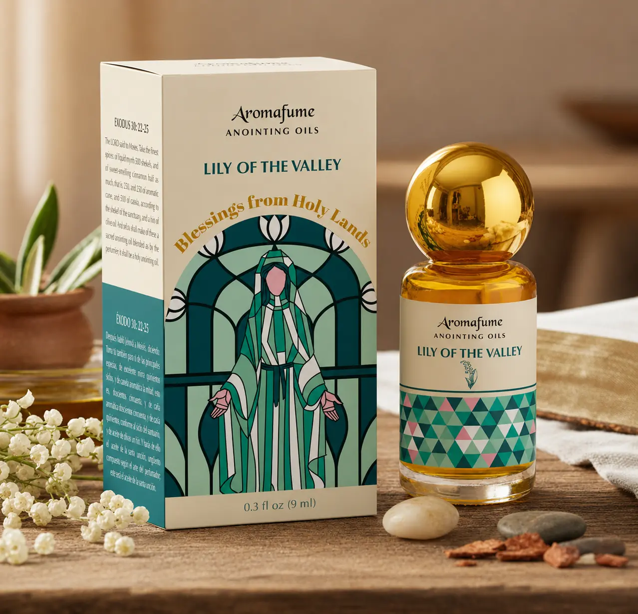 Lily of The Valley Anointing Oil 9ml (0.3 fl oz.)| Blessings from The Holy Lands | Blessed Olive Oil