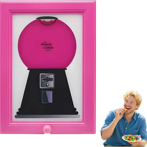 Handy Candy Frame,Candy Dispenser Wall Mounted Picture Frame, for candy, nuts, dog and cat treats. Hang it on the wall or place it on a table (Pink)