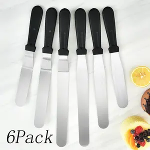 6 pack 6/8/10 Inch Stainless Steel Cake Spatula Set,Angled and Cream Smoothing Baking Tools with Plastic Handle, Ideal for Cake,Whipped Cream Decorating, Perfect Christmas Gift for Bakers and Holiday Dessert Prep