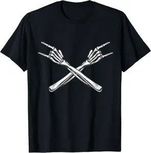 Crossed Skeleton Arms Rock Hand Devil TShirt Halloween Bones T-Shirt - Alexanderdu Shop 33B08K45PD1X
