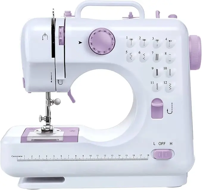 Portable mini sewing machine, dual-thread dual-speed multi-functional repair machine, with foot pedal, suitable for beginners, children and women to use
