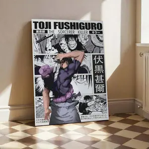 Jujutsu Kaisen Anime Poster Art Print Hand Drawn Artwork, Jjk Two-Sided Sukuna Vintage Japanese Wall Decor, Christmas Gift for Anime Fans