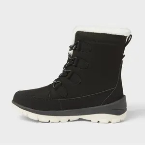 Universal Thread Womens Corie Winter Boots Black Leather Waterproof NIB with Faux Fur Lining and Durable Sole