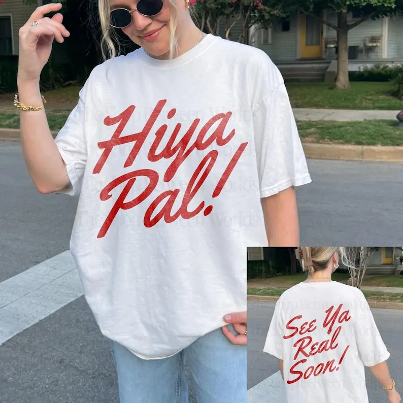 Hiya Pal Tee, Trendy Oversized Cartoon Shirt, Theme Park Vacation Tee, Minimal Magic Style Graphic Shirt