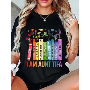 100% Cotton I Am Aunt Tifa Human Rights Floral Women Men Protest T-Shirt
