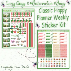 Classic Happy Planner | Weekly Sticker Kit | Lazy Days & Watermelon Ways