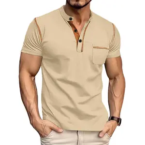 Men's Mock Neck Short-Sleeve T-Shirt - New Summer Menswear Plain Stylish Top, Casual, Breathable, Comfortable, Versatile for Commuting, Multiple Colors #SummerWins