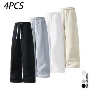 Men’s simple basic long pants—comfortable loose casual athletic/fitness trousers; simple, versatile casual long pants.