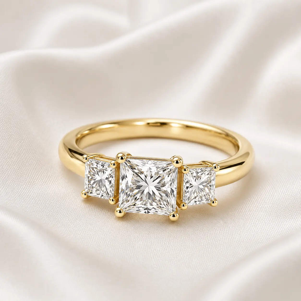 Three Stone Princess Engagement Ring