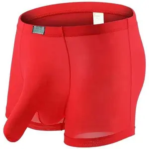 Men's Sexy Elephant Trunk Translucent Briefs Ice Silk U Bulge Underwear