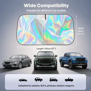Summervibes | Multipurpose Car Windshield Sunshade | Blocks UV Rays, Foldable Design | Prevents Sun Damage & Interior Heat Buildup | (57" x 31.5")