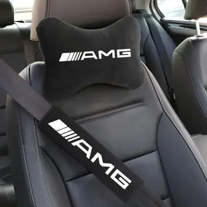 4PCS Car Seat Belt Protect Shoulder Pads Cervical Spine Headrest Neck Pillow For Mercedes Benz AMG W240 W218 W219 W208 W209 W463 W46 W253 W292 W231