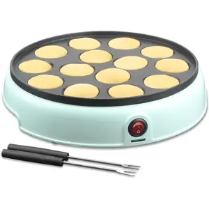 Mini Pancakes Maker Machine, Dutch Mini Pancake Griddle, 14 Holes Electric Poffertjes Pan, Ideal for Breakfast, Snacks, Desserts & More