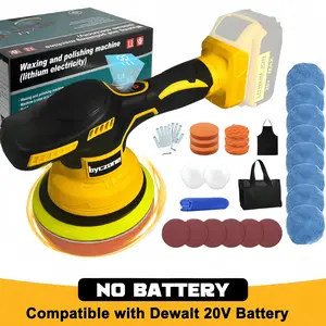 Cordless Buffer Polisher for Dewalt 20V Battery, 6 Inch Car Polisher with 8 Variable Speed, Portable Orbital Buffers and Polishers Kit for Car Detailing, Waxing, Polishing (Battery Not Include)