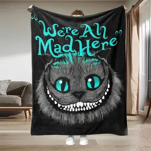 Cheshire Cat Ultra Soft Flannel Blanket, Premium Plush Bedspread, Lightweight Multi-Use Throw, Slogan Blanket, Ideal Gift for All Seasons
