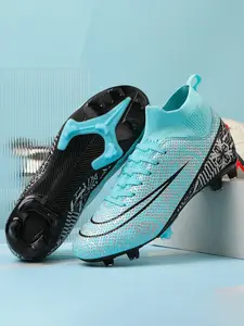 Men's Anti-Slip Soccer Shoes, High-Top Long Studs, Durable Artificial Grass Football Boots, Sporty PU Leather, All Seasons, Football Cleats, Turf Shoes