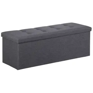 SUPERDEAL 43-in Folding Storage Ottoman Bench Storage Chest Foot Rest Stool Bed End Bench with Foam Padded Seat, Holds up to 660 lb
