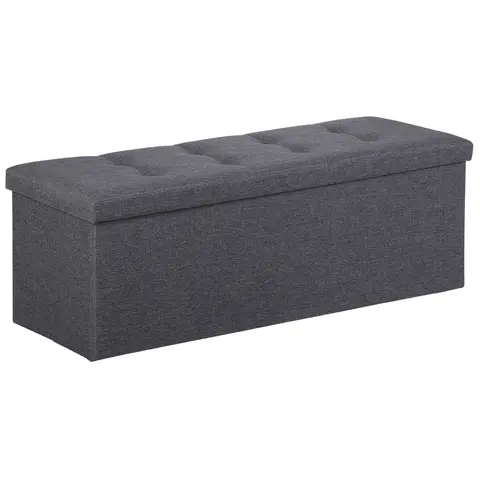 SUPERDEAL 43-in Foldable Ottoman - Multifunctional Upholstered Stool, Soft Padded Seat Footstool, Compact Design, Built-in Storage, MDF Base, 660 lb Weight Capacity, Indoor Bedroom Side Table Furniture