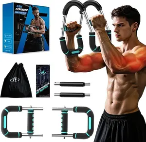 Twister Arm Trainer Chest Workout Equipment for Men & Women, Adjustable 5 Resistance (40-130 lbs) Home Gym Strength Trainer with Anti-Slip Handles & Carry Bag (Blue)