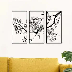 CIFbuy Metal Peach Blossom Wall Decor Set for Living Room Bedroom Garden Christmas Holiday Office Hotel Decor Artistic Modern Home Decoration