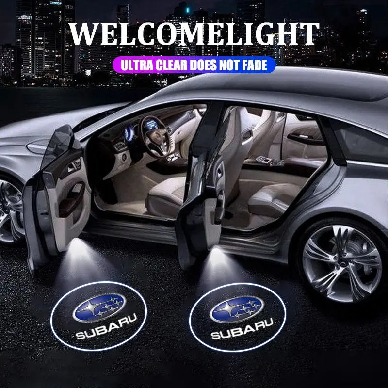 LED Car Door Ghost Shadow Lamp, Logo Projector Welcome Light, Car Door Projector Lights, Accessories for Subaru Outback Legacy Impreza Tribeca Forester Xv
