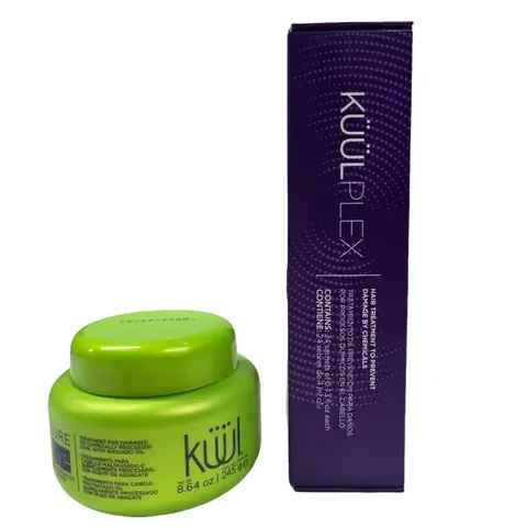 KUUL Plex + KUUL Reconstructor Professional 2-Item Haircare Set - Salon 245g Chemically Processed Hair Treatment, 4ml Each Single Sachets for Color & Chemically Treated Hair Nourishment & Repair