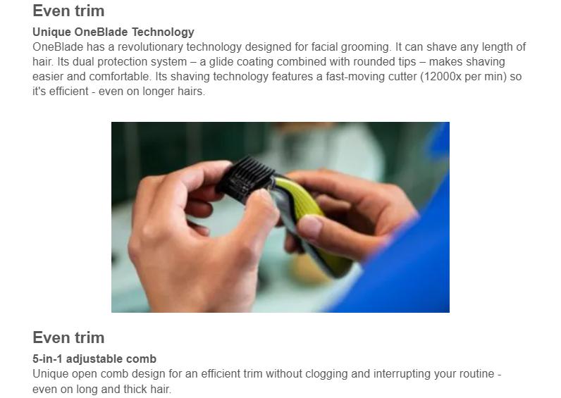 Philips Norelco OneBlade 360 Face + Body, Hybrid Electric Razor and Beard Trimmer for Men with 5-in-1 Face Stubble Comb and Body Hair Trimmer Kit, QP2834/70