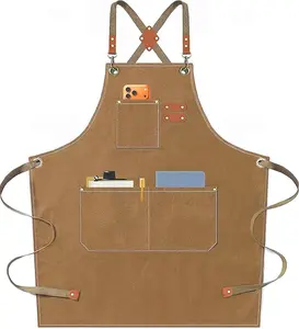 Unisex chef apron for men and women, work apron with extra-large pockets, 16 oz cotton canvas, back-tie design, durable work apron Gift Adjustable