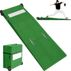 2-Piece/3-Piece Portable Baseball Pitching Mound - Professional Foldable Pitching Mound with Pitching Rubbe and Wheels, Ideal for All Ages