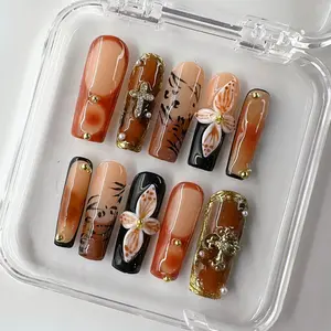 NailPhoria CHEETAH TRUFFLE - Handmade Press-On Nails | Reusable, Salon-Quality, Long-Lasting, Glossy Design NailPhoria CHEETAH TRUFFLE - Handmade Press-On Nails | Reusable, Salon-Quality, Long-Lasting, Glossy Design