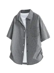 Men's Plaid Print Short Sleeve Shirt, Button Front Shirt, Loose Casual Comfy Breathable Button Top for Daily Wear, Men's Clothes for All Seasons