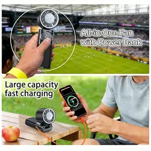 SWEETFULL Retractable Cable Charging Handheld Air Conditioner 7-in-1 Fan with 3600mAh Battery TEC Superconductive Cooling 100-Speed Settings Adjustable Lanyard Clip