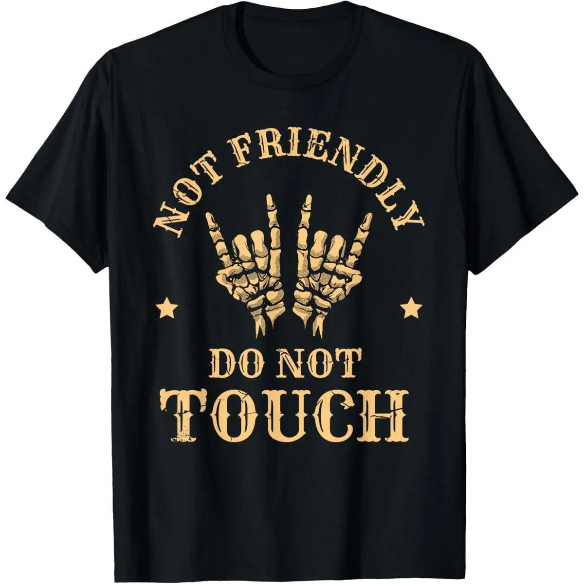 Women's Casual Cotton Breathable Short-Sleeve Ribbed Crew Neck T-Shirts - Minimalist Sarcastic Rock On Skeleton Graphic, Do Not Touch Design, Vintage Gothic Boxy Loose-Fitting Athletic Top, Fade-Resistant Print, Machine Washable Unisex Top for Coffee Runs
