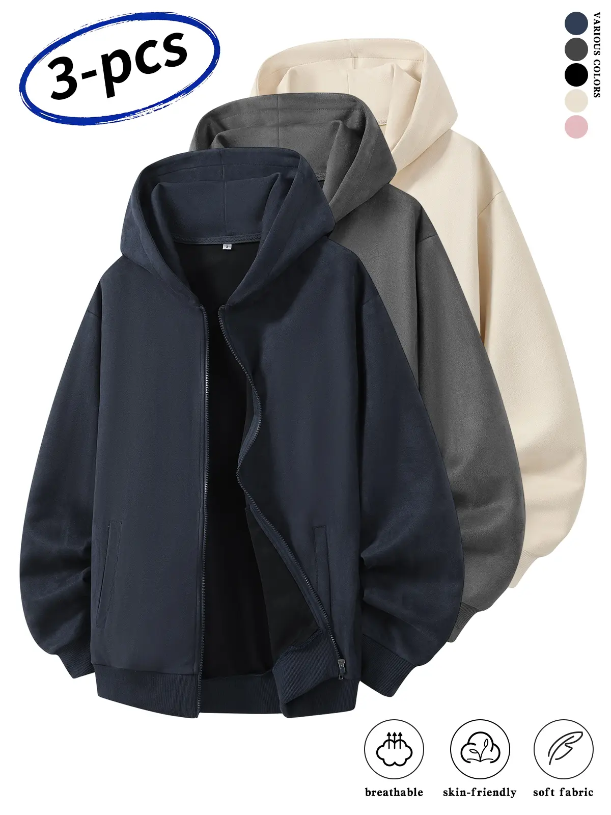 Men’s hoodies, men’s hooded outerwear, micro suede zip-up hoodie, men’s zip hoodies, suede-style jackets, solid-color hoodie, men’s clothing, ribbed cuffs, comfortable fashion, athletic sweatshirt, streetwear, going-out outfit, men’s everyday wear, fall c