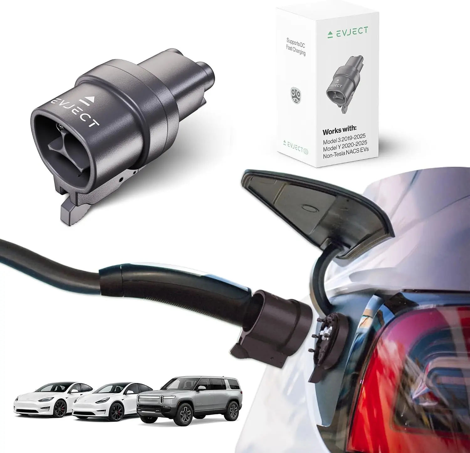 EVJect EVJ-1100 Compatible with Model Y 2019-2025 & Model X 2019-2025 Non-Nissan Models EV Charger Adapter