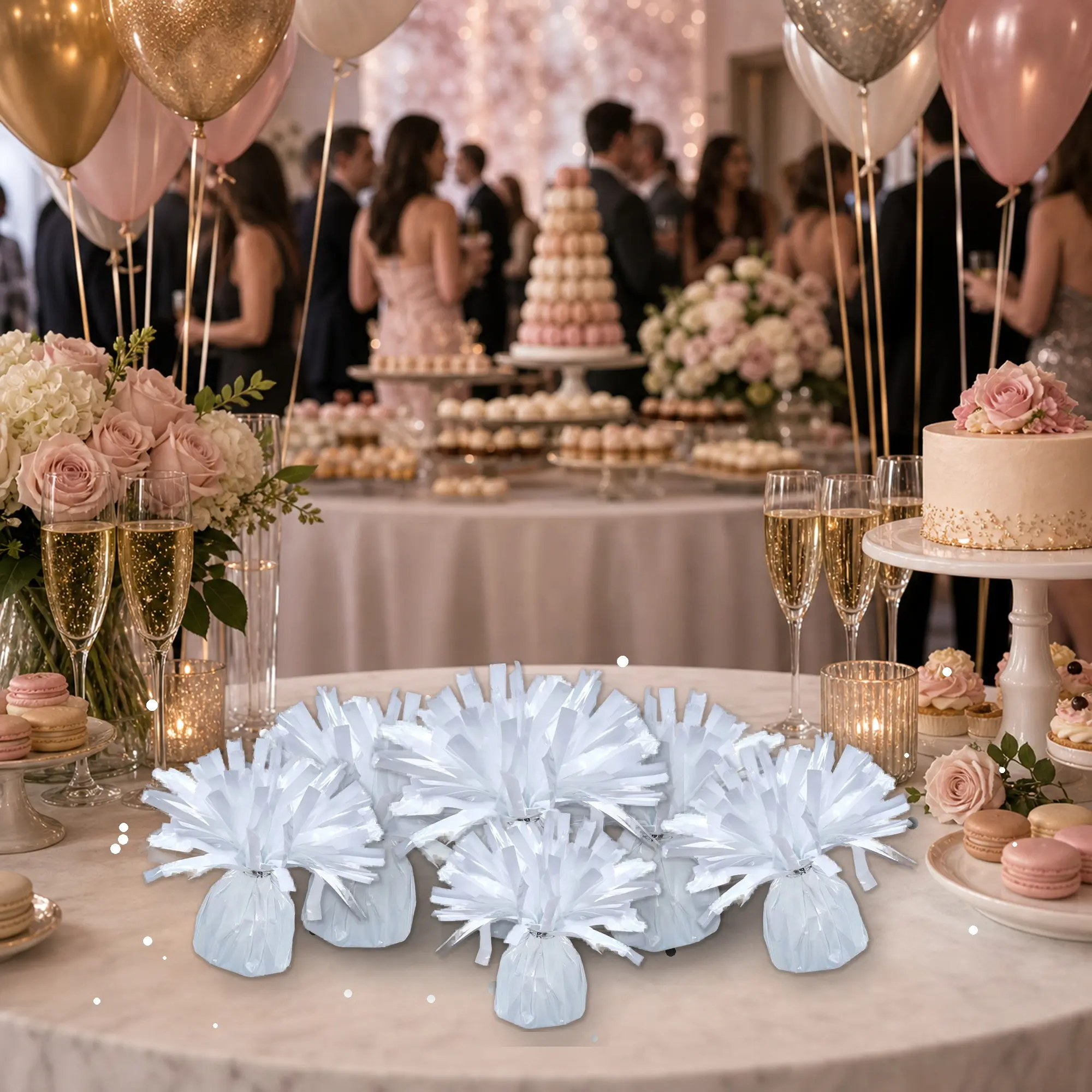 Elegant White Balloon Weights Set of 6