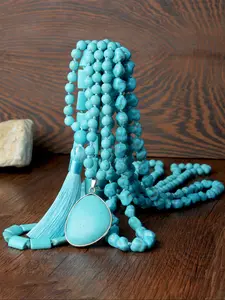 Boho Style Artificial Turquoise Pendant Necklace, Handmade Ethnic Jewelry for Women, Geometric Design, Perfect Gift Idea