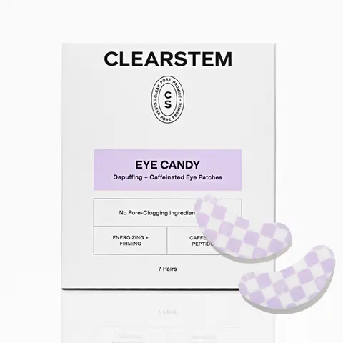 [CLEARSTEM] EYE CANDY Depuffing + Caffeinated Eye Patches, Non-Slip, Caffeine, Peptides, Botanical Blend, Energizing, Firming, Instantly Hydrating, For Acne-Prone Skin, 7 Pairs