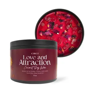 Circe Boutique Love and Attraction Highly scented candle with crystals, rose and apple fragrance 8 oz Spell Candle for love, mother gift, best gift for her fun refillable, adult