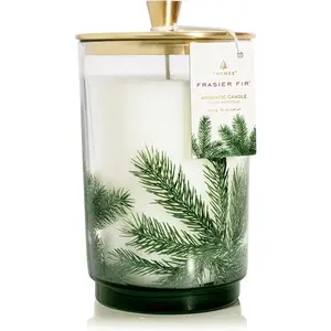 Thymes Frasier Fir Candle - Heritage Pine Needle Luminary Scented Candles - Elegant Pine Candle - Crisp Siberian Fir, Cedarwood & Sandalwood - Holiday Candles - Christmas Decor (Large, 16 oz)